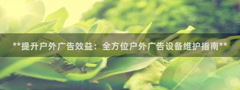 杏宇平台招商电话号码：**提升户外广告效益：全方位户外广告设备维护指南**