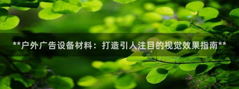 杏宇平台注册登录：**户外广告设备材料：打造引人注目的视觉效果指南**