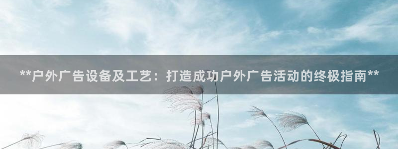 杏宇平台客服：**户外广告设备及工艺：打造成功户外广告活动的终极指南**